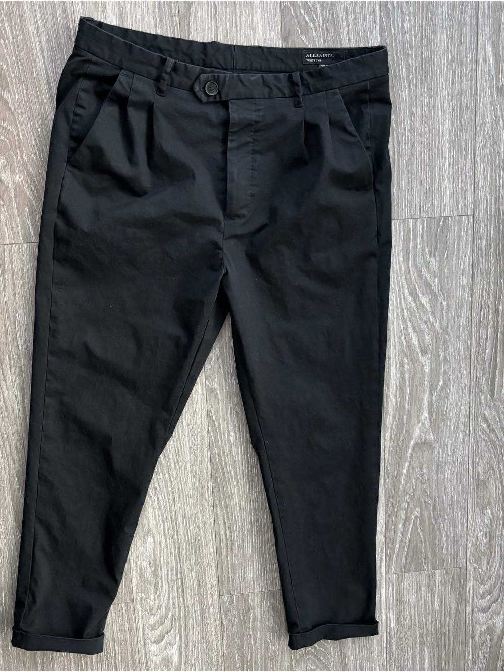 All Saints Black Men's Chinos - Tapered Cropped Fit